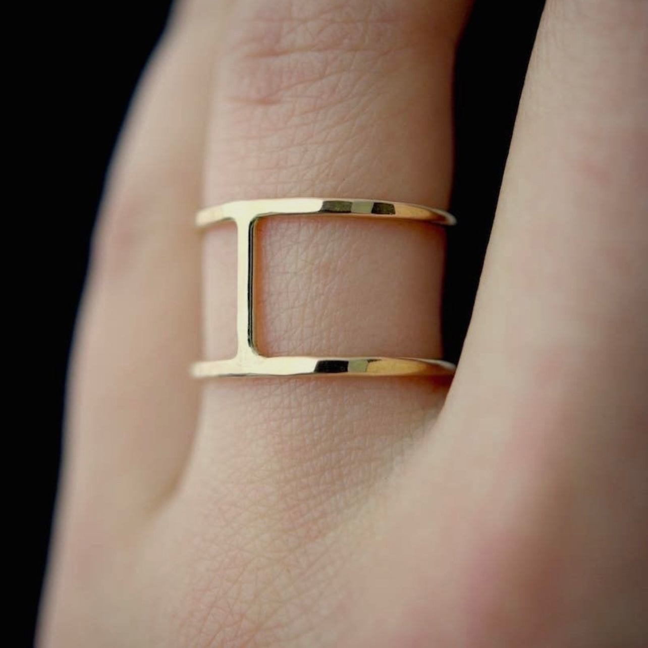 Thick Hammered Cage Ring
