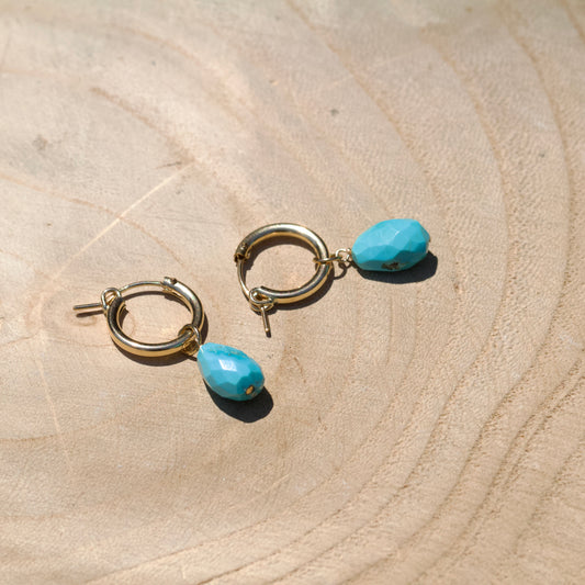 Turquoise Drop Hoops