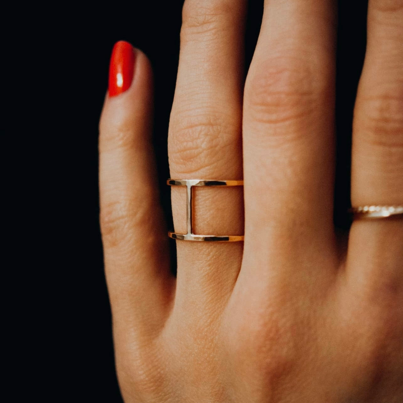 Thick Hammered Cage Ring