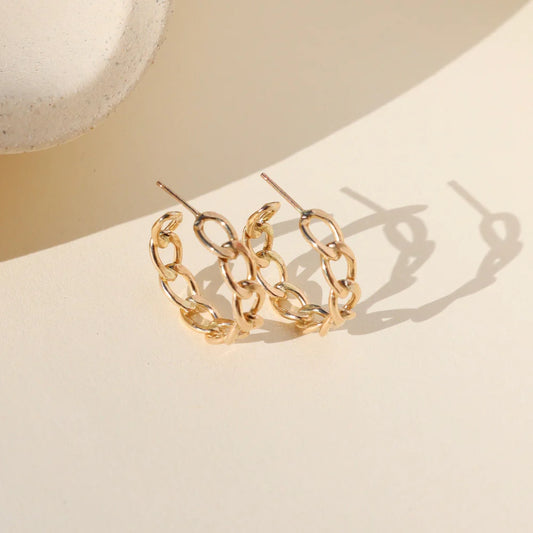 Alex chain hoops in gold front and side view