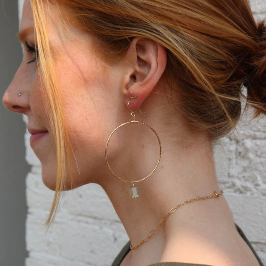 Textured Hoops with Labradorite