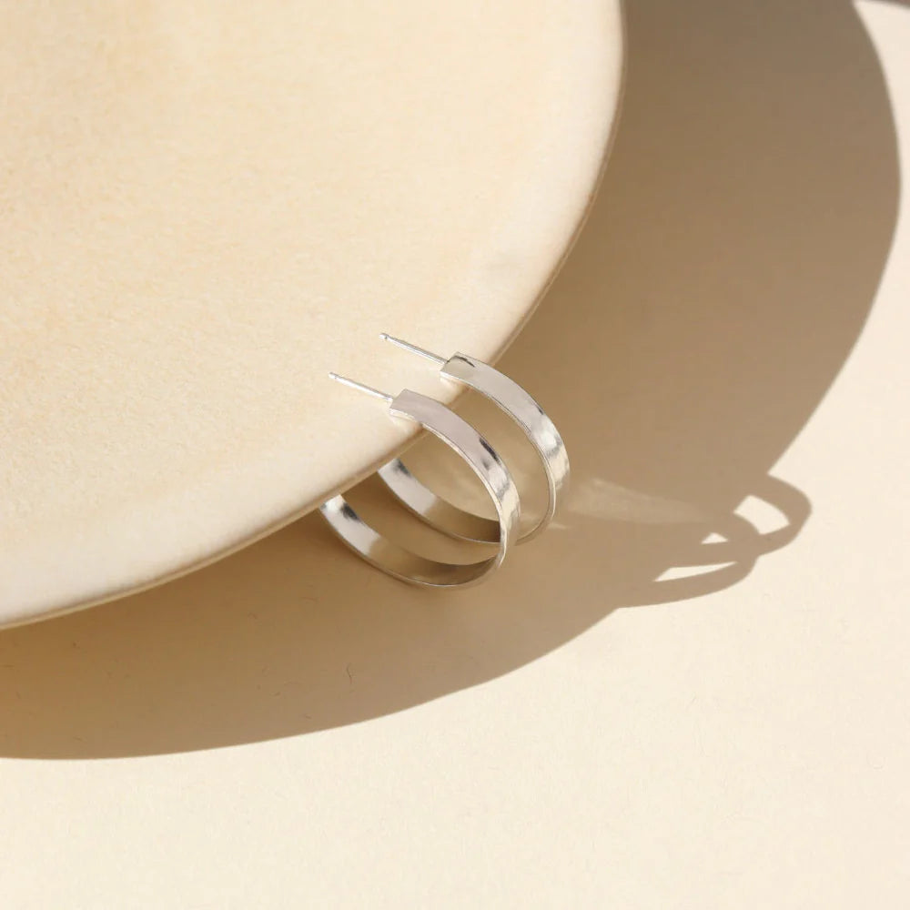 Medium mirage hoops in sterling silver side view