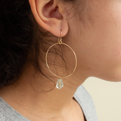 Aquamarine Drop Hoops