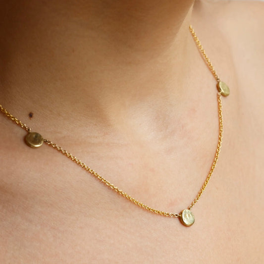 Little Triple Full Moon Necklace, Brass