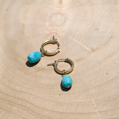 Turquoise Drop Hoops