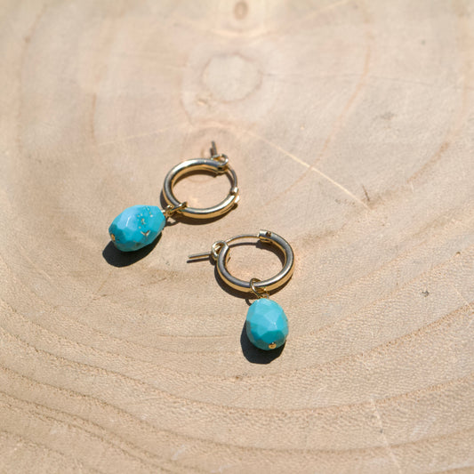 Turquoise Drop Hoops