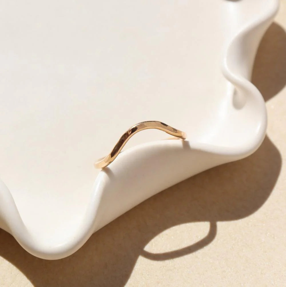 close up of plunge ring in 14k gold filled