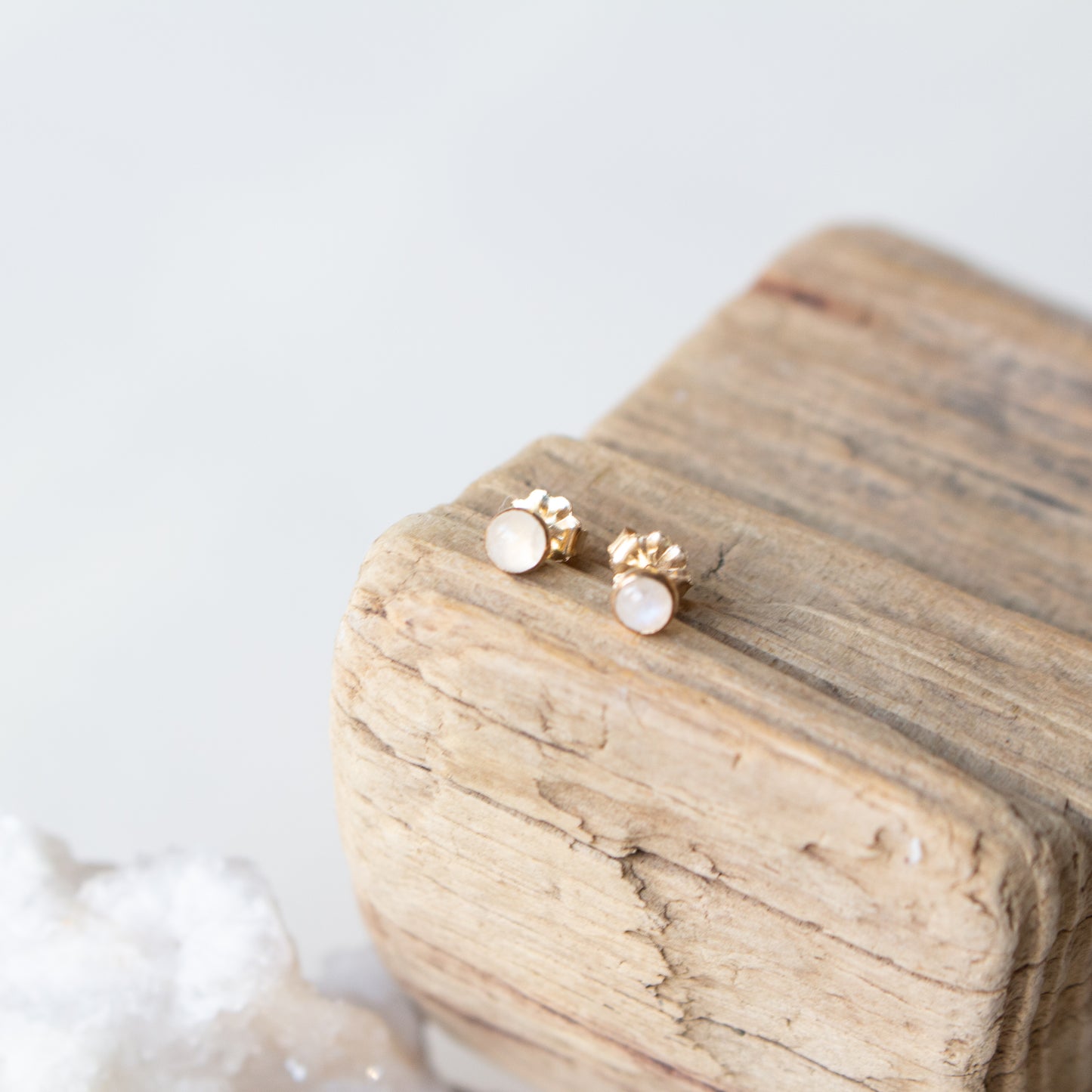 Rainbow Moonstone Studs