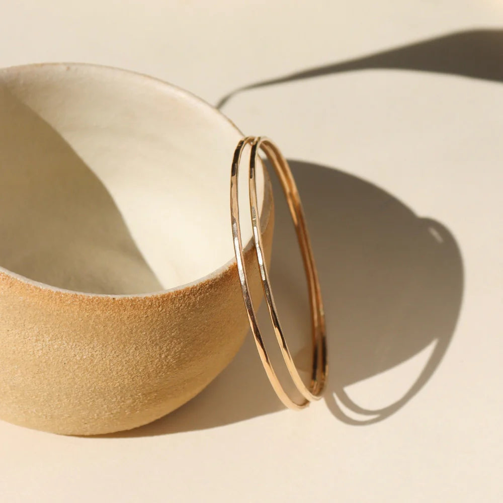 Gold Fine line bangle front view