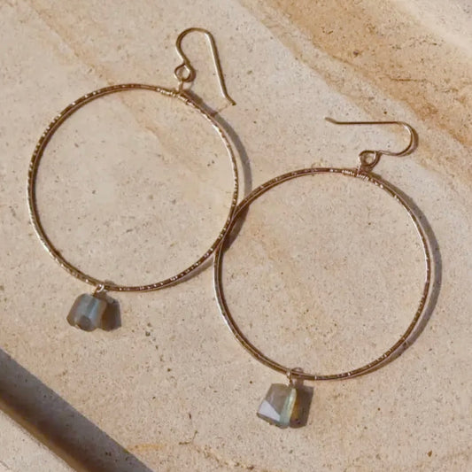 Textured Hoops with Labradorite