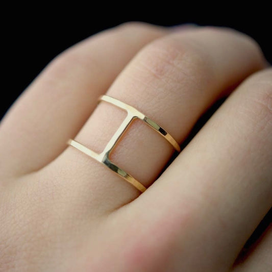Thick Hammered Cage Ring